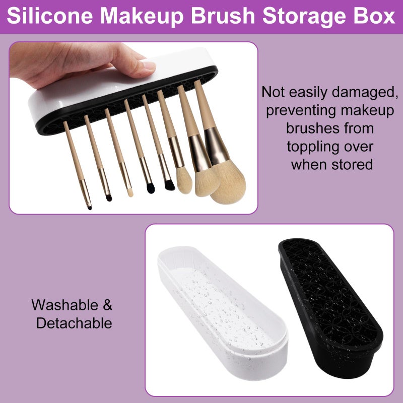Gdfymi 1Pcs Black Silicone Makeup Brush Holder Make Up Brush Holder Stand Makeup Brushes Storage For Painting Pen Brushes Nail Clippers Drill Pens Ruler Sewing Craft Tools - Image 4